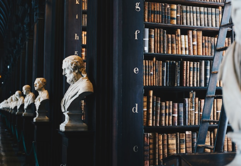 Bibliothek mit Statuen